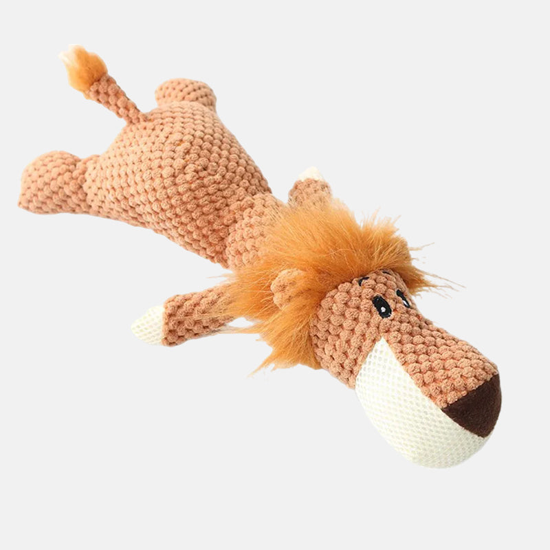 Plush Dog Chew Toys in Three Animal Shapes | Soft Fabric Build for Everyday Play | Wolf, Lion and Elephant