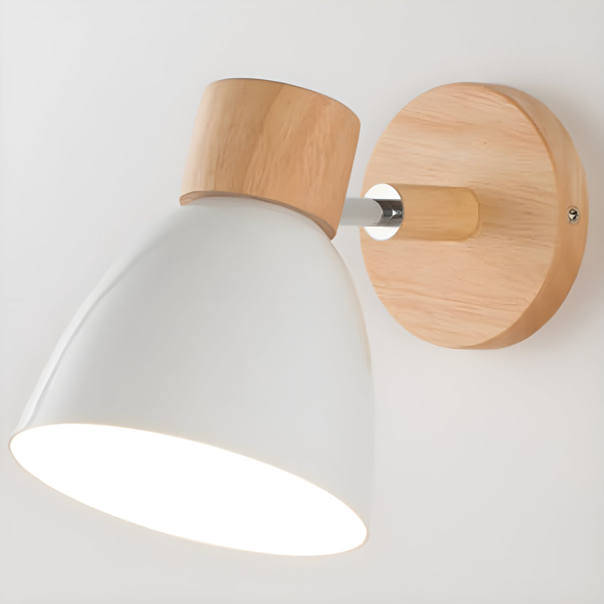 Nordic Wood Wall Sconce with an Adjustable Head for the Bedroom | Built In Switch and E27 Fitting | Five Colors