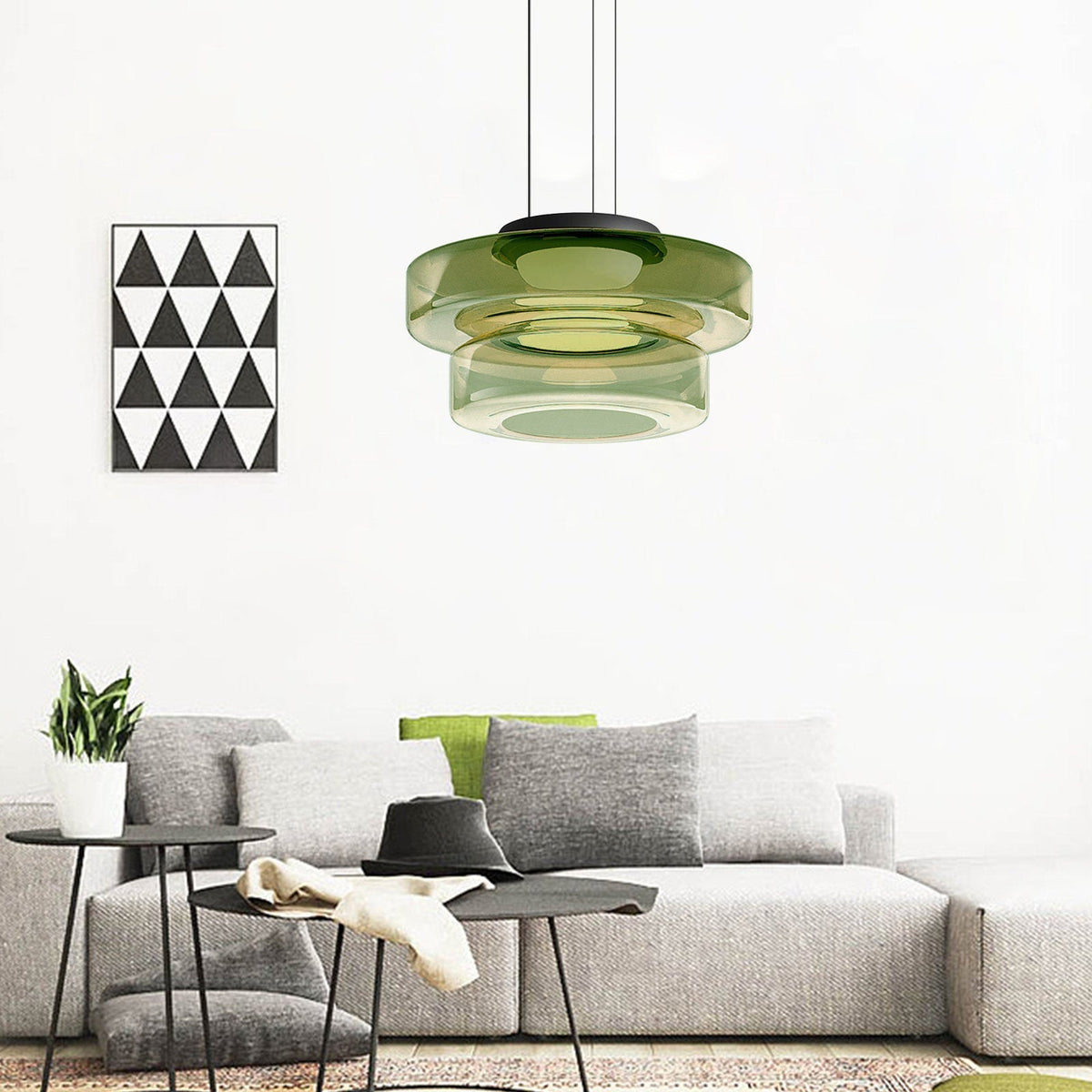 Bauhaus Glass Pendant Light | Smooth Geometric Shade | Ceiling-Suspended Lighting for Kitchens and Living Areas