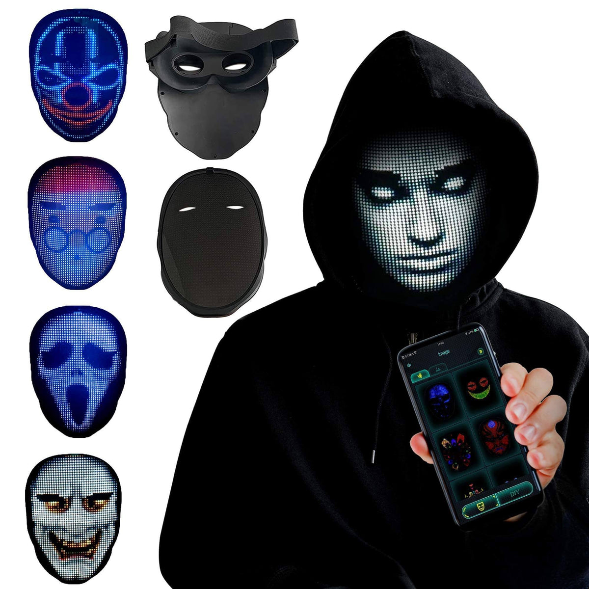 Adjustable strap and silicone lining on the LED party mask