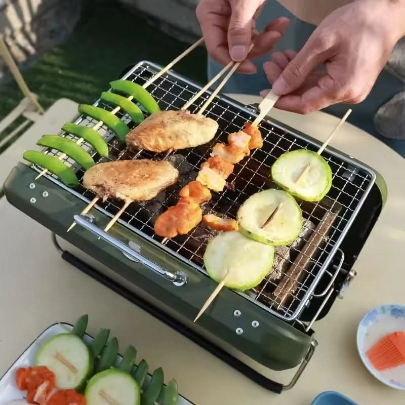 Foldable Charcoal BBQ Grill with Quick Setup | Packs Down for Easy Storage | Portable Grilling for Camping and Picnics