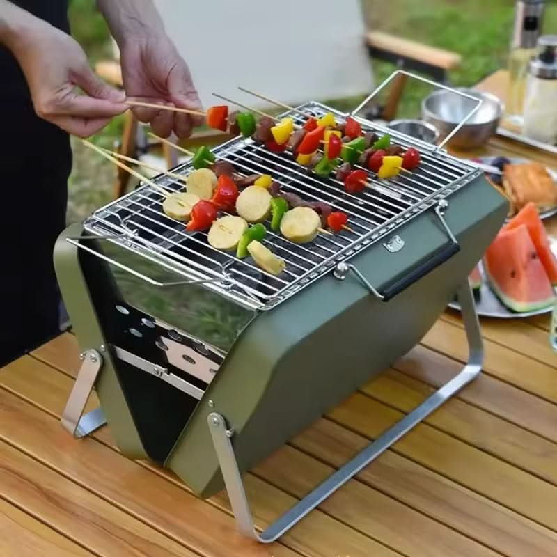 Foldable Charcoal BBQ Grill with Quick Setup | Packs Down for Easy Storage | Portable Grilling for Camping and Picnics