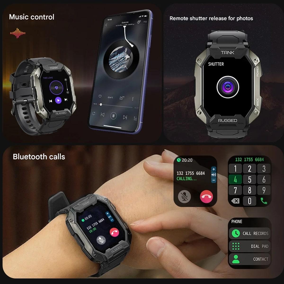Heavy-Duty Smart Watch with an AMOLED Screen | 15 Days of Use and 50 on Standby | Glove-Friendly Buttons, 4 Colors