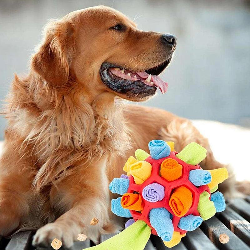 Dog Enrichment Toys for Sniff Training | Fleece Snuffle Ball that Hides Treats | 8 x 8 in | 2 Colors