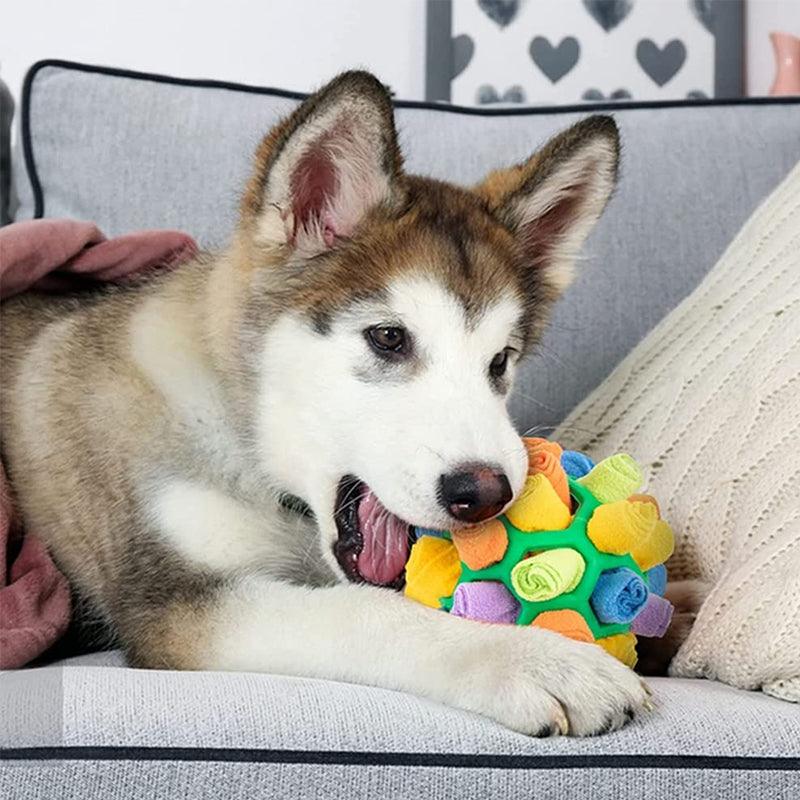 Dog Enrichment Toys for Sniff Training | Fleece Snuffle Ball that Hides Treats | 8 x 8 in | 2 Colors