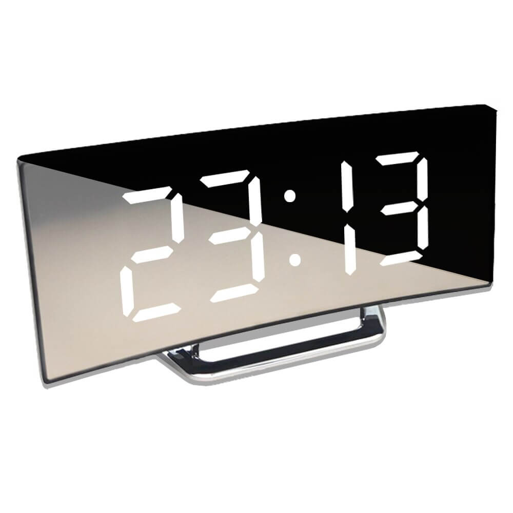Curved LED Digital Alarm Clock with Auto-Dimming Light Sensor | 5 to 60 Minute Snooze | 3 Colors