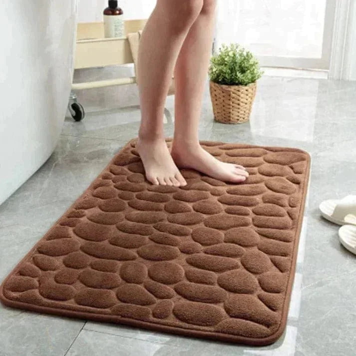 Memory Foam Bath Mat with a Pebble Texture | Non Slip Backing for the Bathroom or Living Room | Machine Washable, Two Sizes