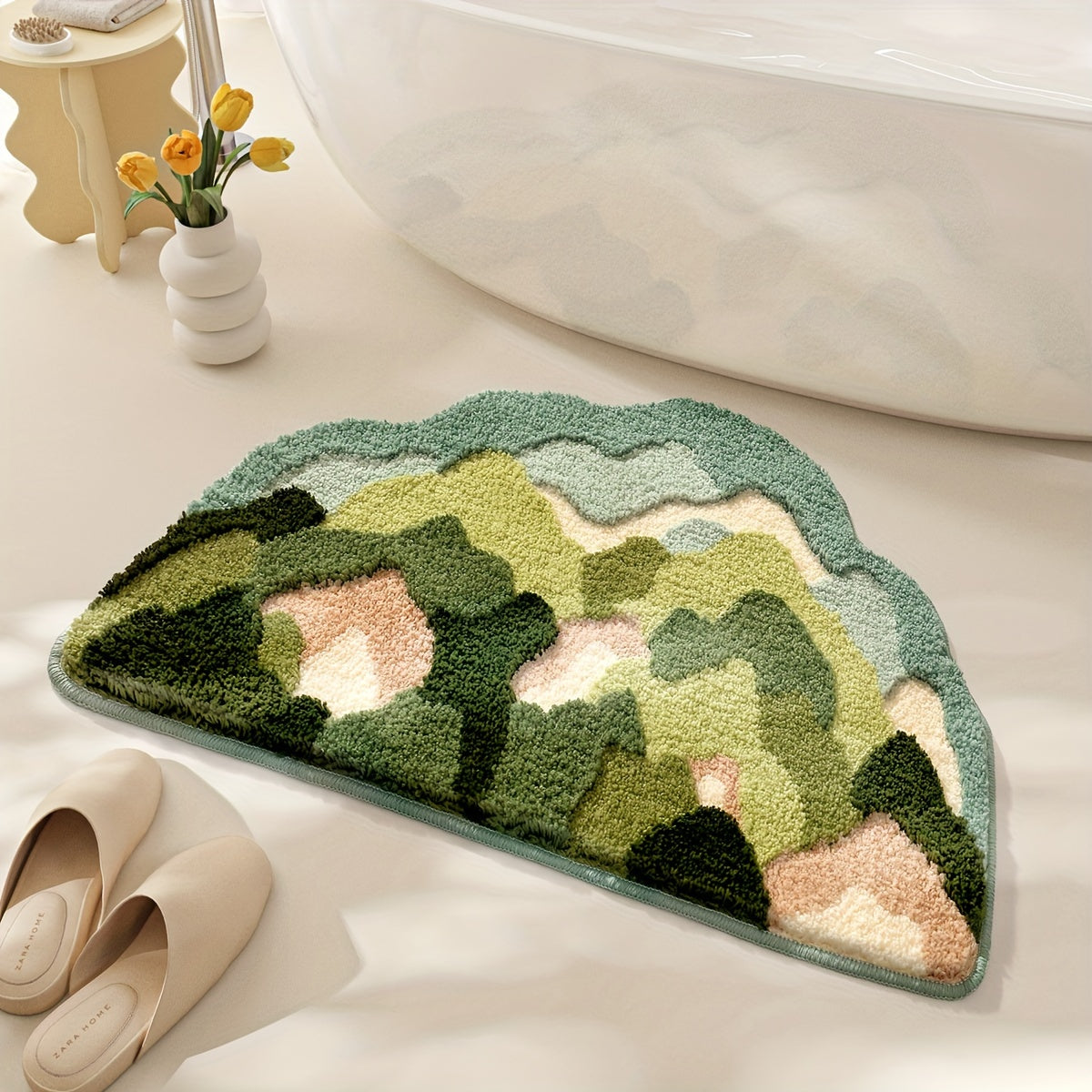 Floral Bath Mat with Non-Slip TPR Backing | Soft Absorbent Polyester Pile | 18 x 28 in | 4 Designs