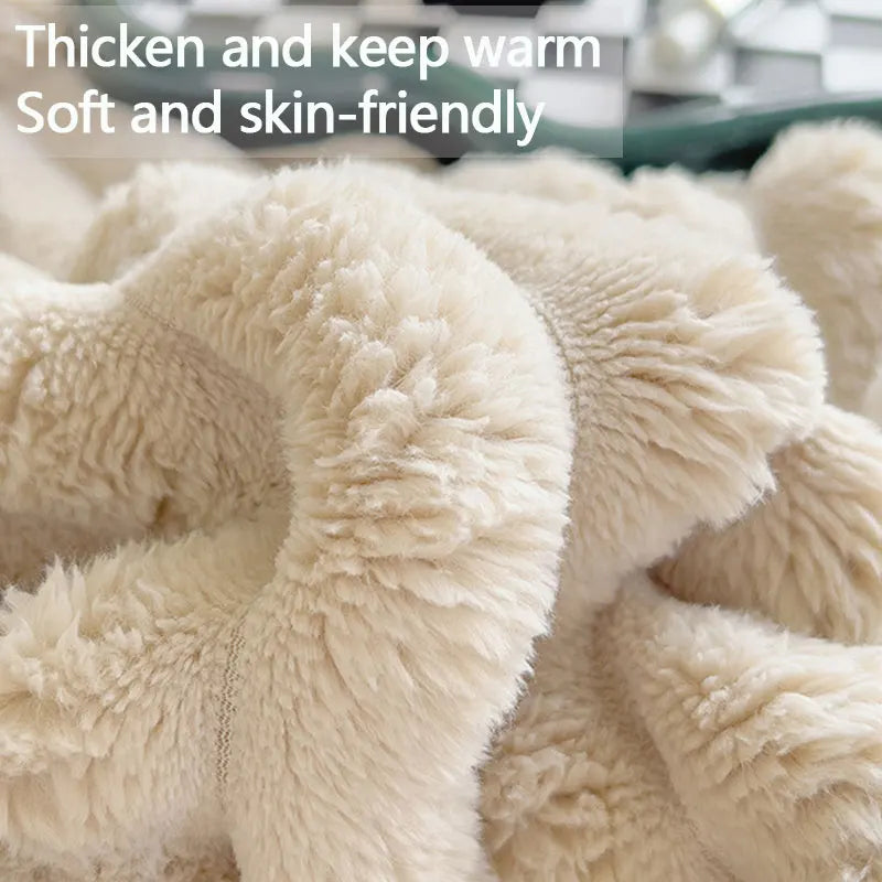 Ribbed Rabbit Plush Warm Blanket for Couch and Bed | Soft Insulating Throw | 71 x 79 in | 4 Colors