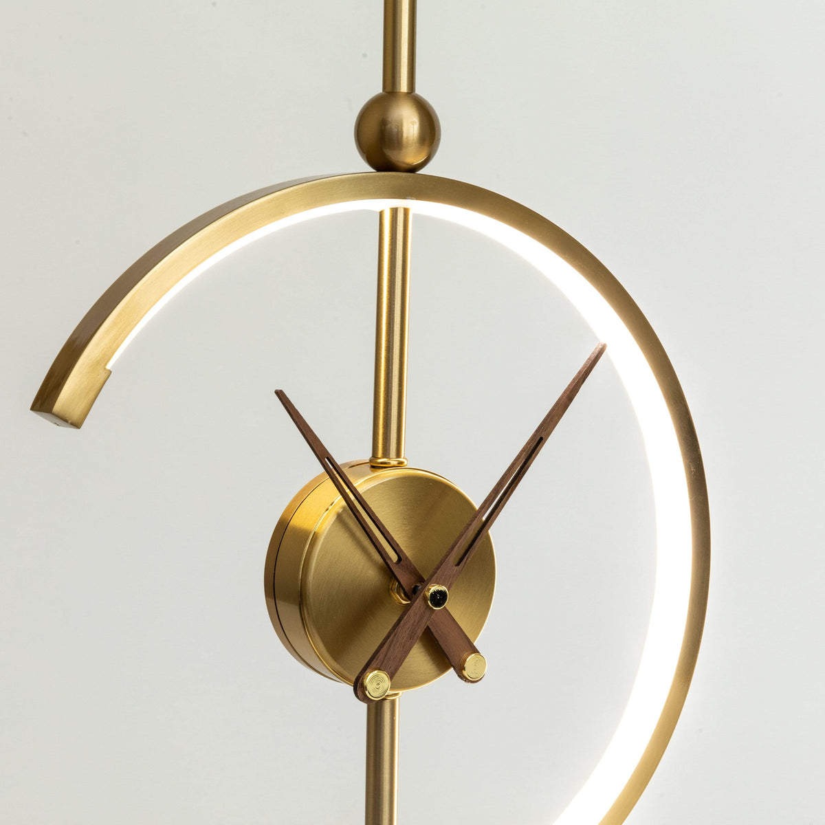 Arched LED Table Lamp with a Built-In Clock | Qi Wireless Charging Pad in the Wooden Base | Dimmable Warm or Cool White