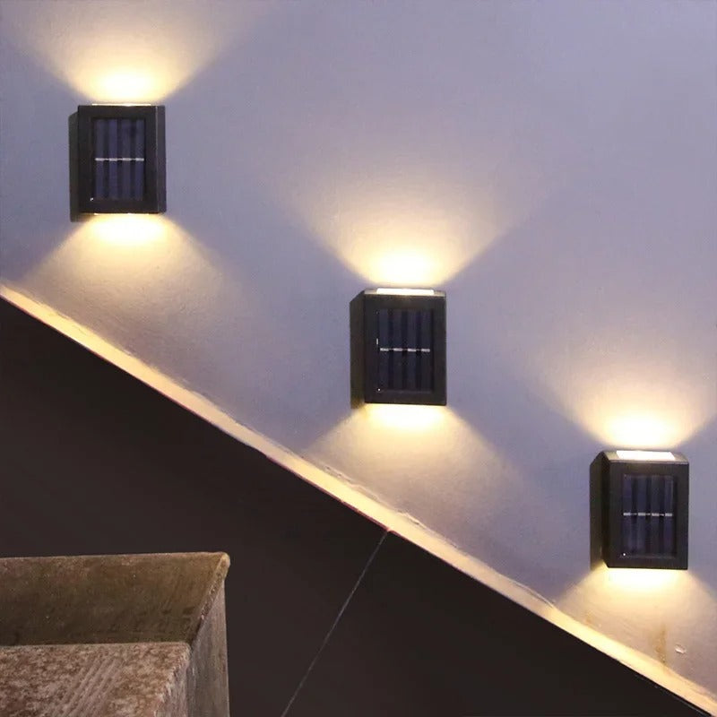 Solar LED Wall Lamp | Cordless with Automatic Dusk-to-Dawn Lighting | For Exterior Walls, Fences, and Entrances