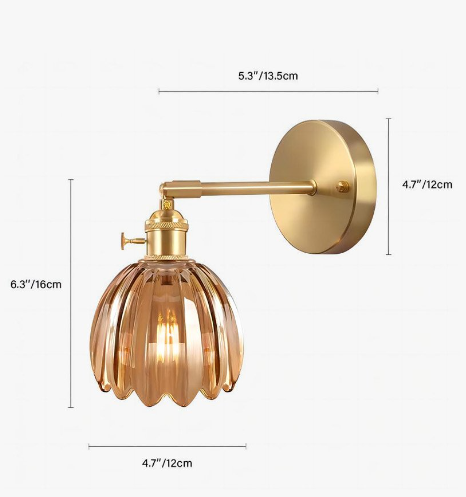 Tulip Glass Wall Sconce | Decorative Tulip-Shaped Shade | Wall-Mounted for Living Rooms and Bedrooms
