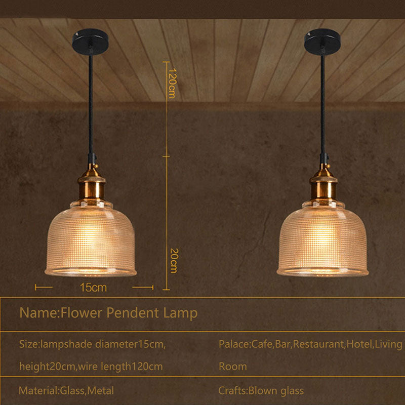 Colored Glass Pendant Light with Metal Details | Adjustable Cable Up to 47 Inches | Retro Style in 4 Colors