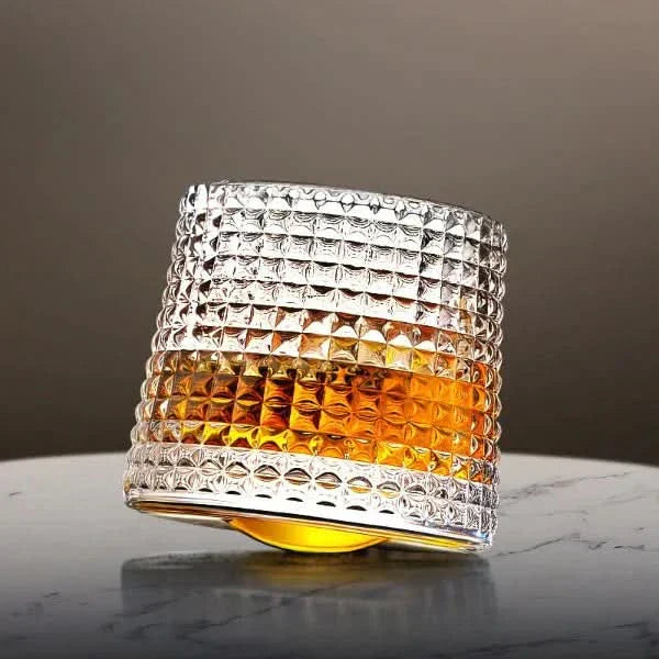 Spinning Japanese Edo Whiskey Glass Set | Heat-Resistant Edo Glass, 5.5 fl oz | Aerates and Enhances Whiskey Aroma