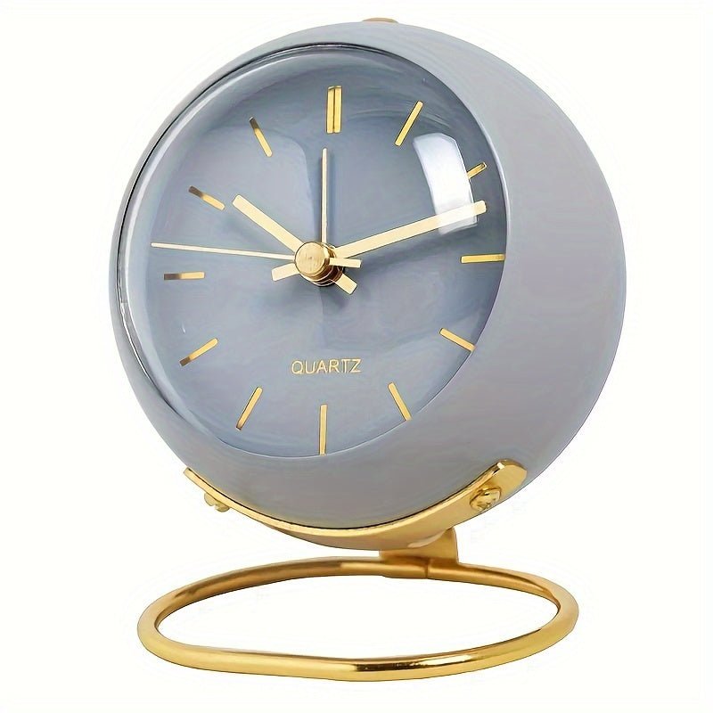 Retro Alarm Clock in a Round Metal Case | Silent Non-Ticking Movement with a Built-In Night Light | 3.1 x 4.1 in, 4 Colors