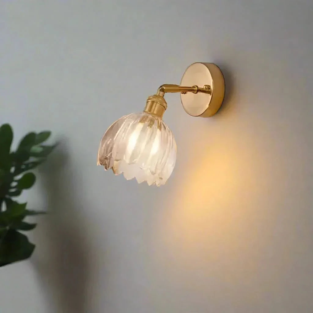 Tulip Glass Wall Sconce | Decorative Tulip-Shaped Shade | Wall-Mounted for Living Rooms and Bedrooms