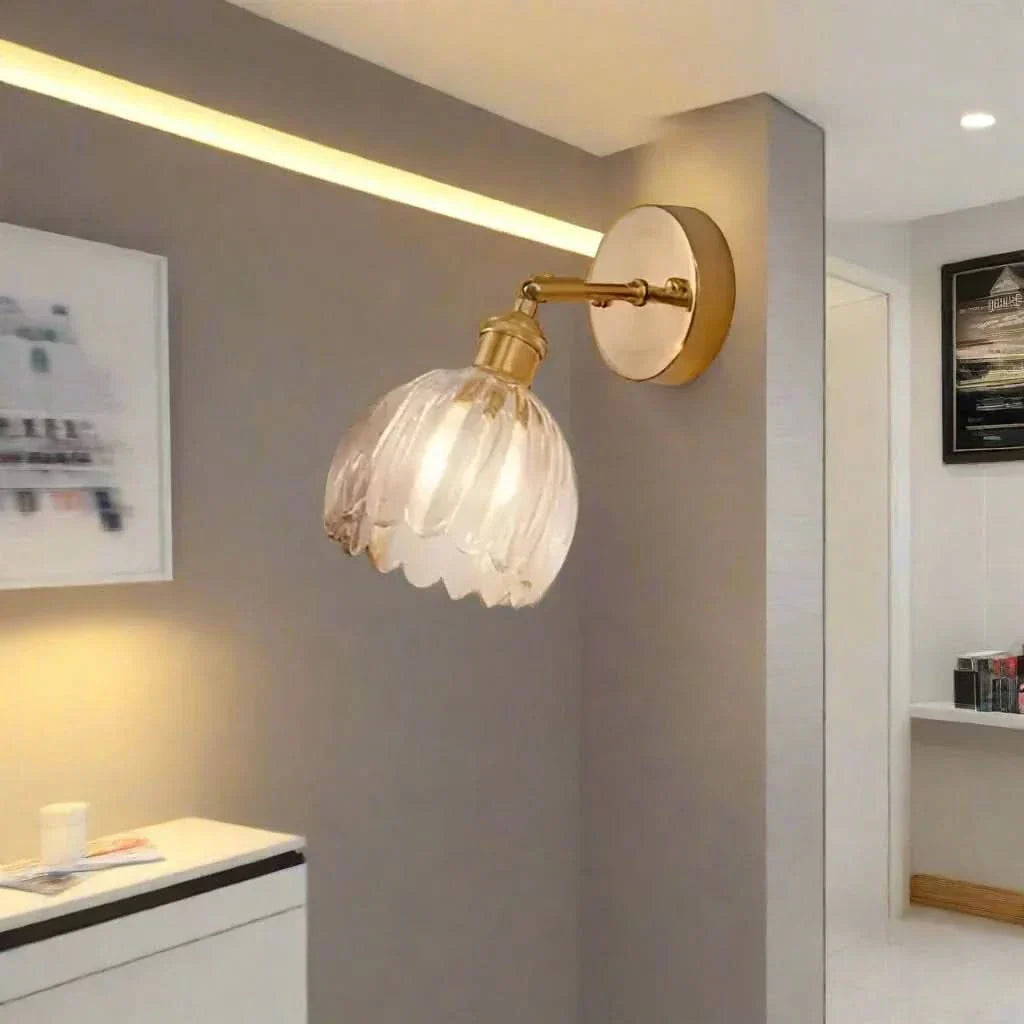 Tulip Glass Wall Sconce | Decorative Tulip-Shaped Shade | Wall-Mounted for Living Rooms and Bedrooms