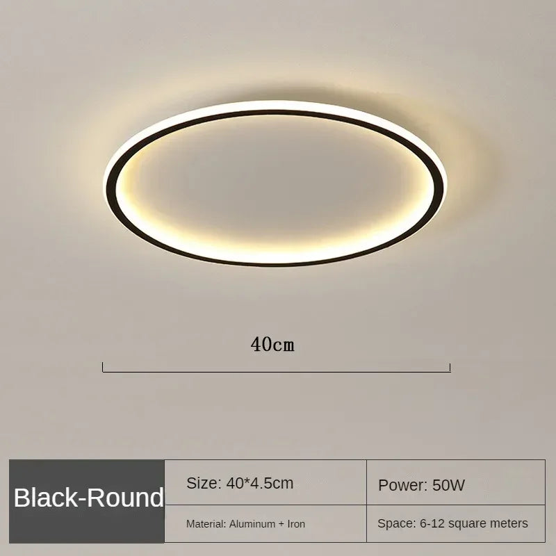 Round Scandinavian LED Light Ceiling Fixture | Slim Flush Mount Lamp for Bedroom and Hallway | 3 Finishes