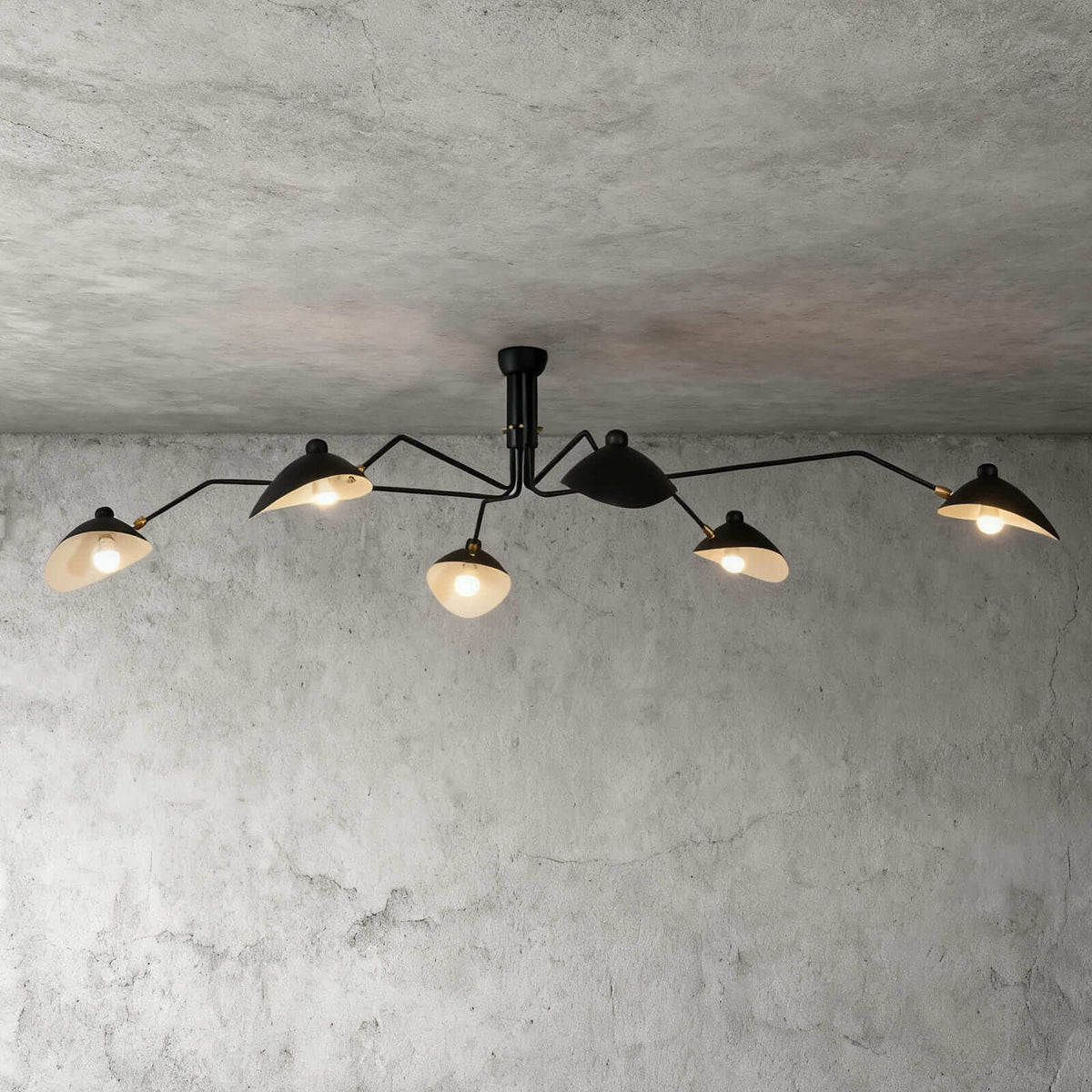 Multi-Arm Ceiling Light with Directional Reflectors | 3-Arm or 6-Arm Configurations | Spans Up to 86.6 Inches