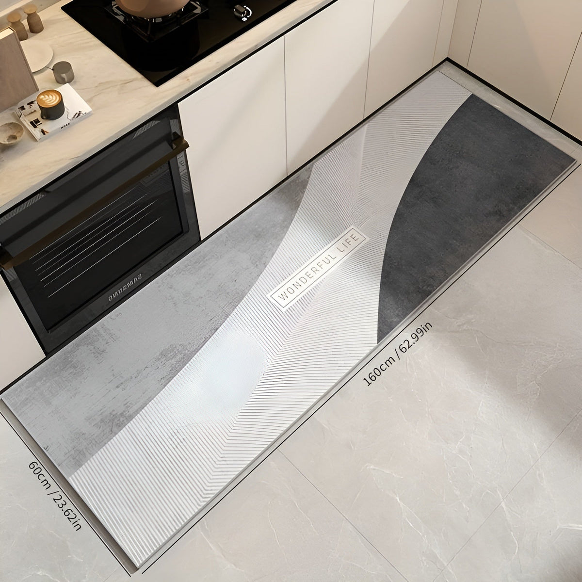 Cushioned Kitchen Rug with Non-Slip Backing | Absorbs Spills and Machine Washable at 86 F | 3 Sizes