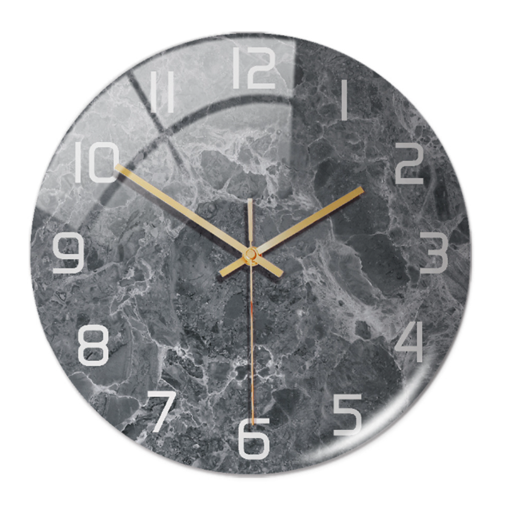 Round Wall Clock with Marble Print Acrylic Face | Silent Sweep Movement and 11.8 in Dial | 16 Colors