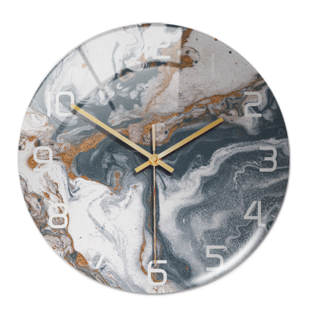 Round Wall Clock with Marble Print Acrylic Face | Silent Sweep Movement and 11.8 in Dial | 16 Colors