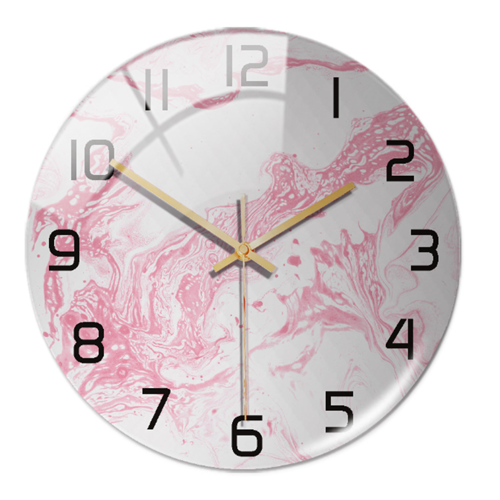 Round Wall Clock with Marble Print Acrylic Face | Silent Sweep Movement and 11.8 in Dial | 16 Colors