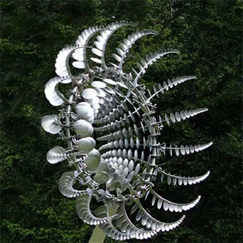Kinetic Wind Spinner for the Yard | Garden Metal Art in Rust-Resistant Iron, 99 x 31.5 cm | Ball Bearing Hub