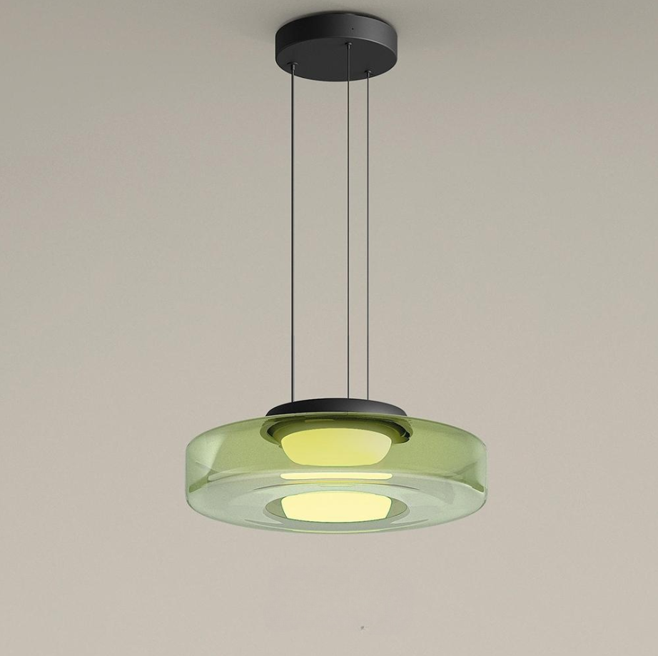 Bauhaus Glass Pendant Light | Smooth Geometric Shade | Ceiling-Suspended Lighting for Kitchens and Living Areas