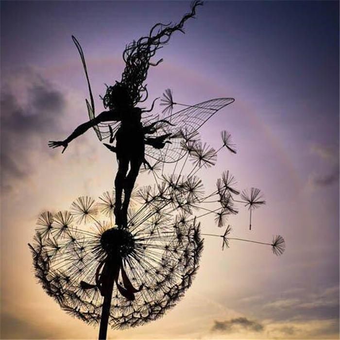 Fairy and Dandelion Garden Metal Art Stake | Rust Free Weather Resistant Silhouette | 4 Designs to Choose