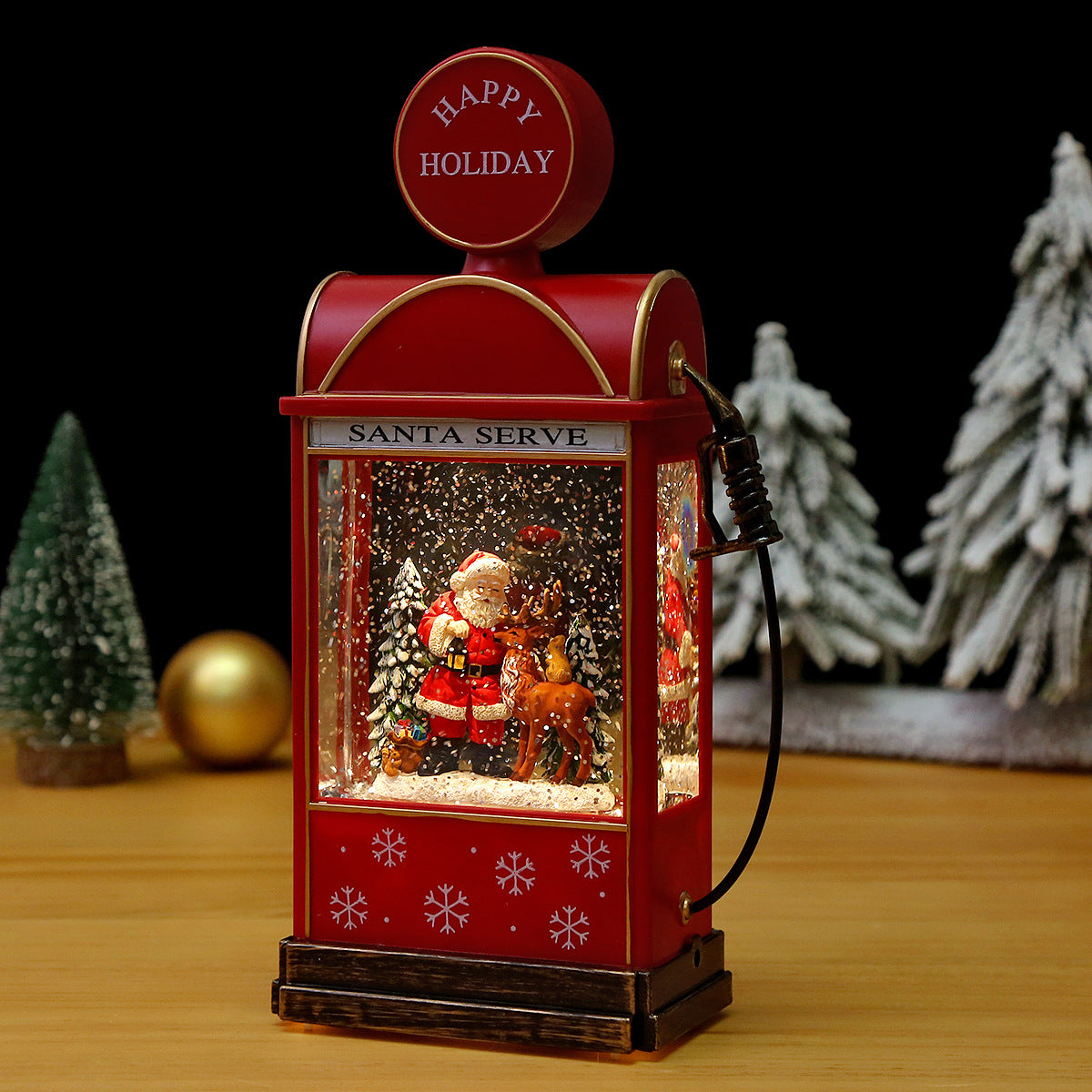 Christmas Lanterns with Snow Effect and Warm Light Glow