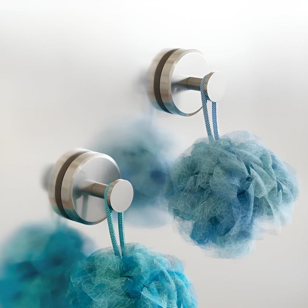 Shower Hooks with Grip Lock Design | Compact, Space-Saving Size | Organizes Loofahs and Bathroom Accessories