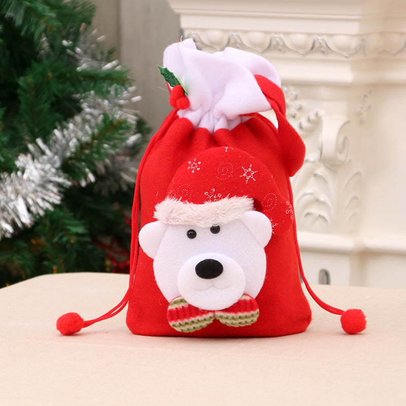 Felt Santa Claus Decoration Gift Bag with Drawstring Closure