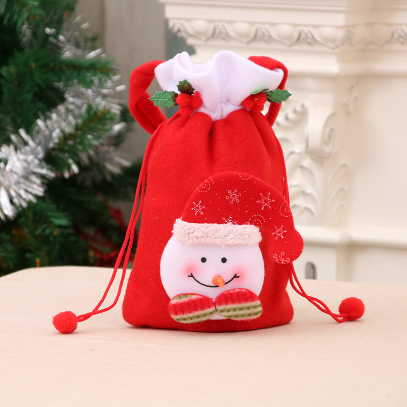 Felt Santa Claus Decoration Gift Bag with Drawstring Closure