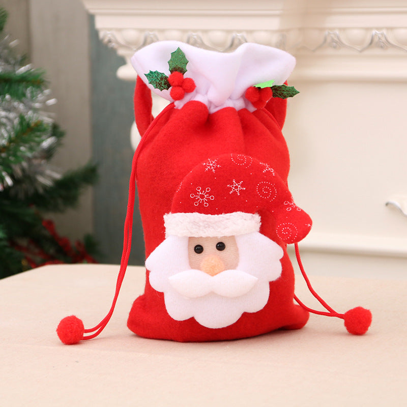 Felt Santa Claus Decoration Gift Bag with Drawstring Closure