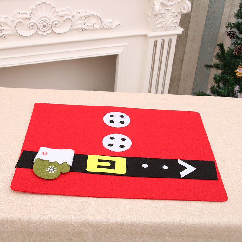 Christmas Felt Placemat Set with Reindeer and Santa Belt