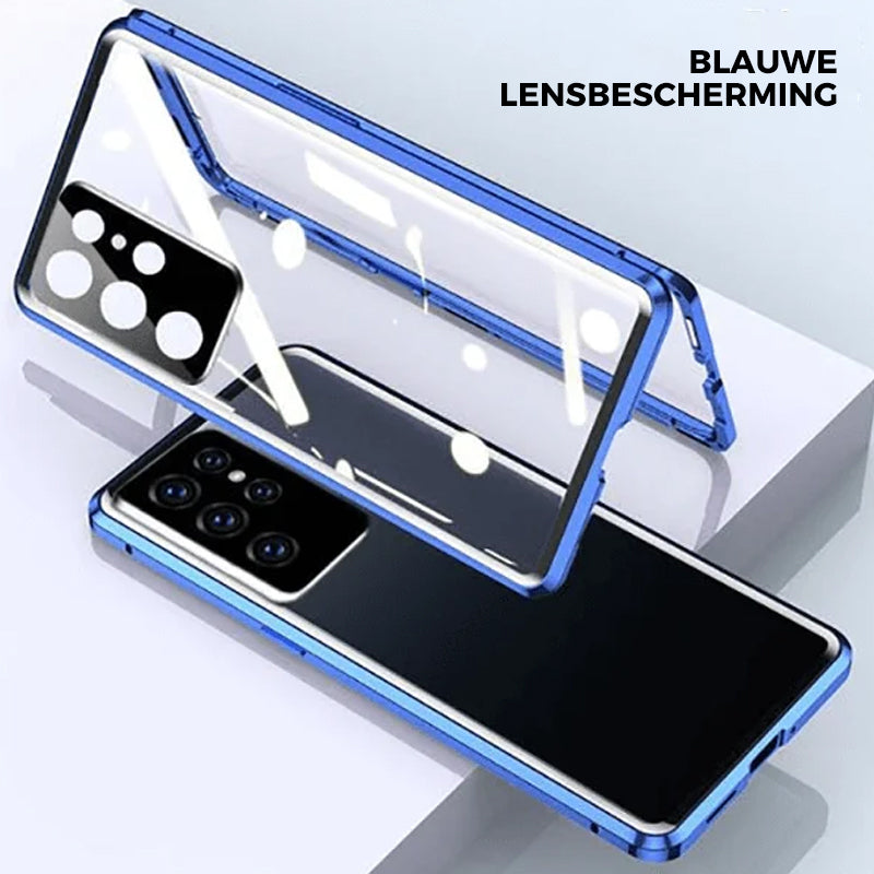 Magnetic Phone Case for Samsung Galaxy and Note Models | Double-Sided Tempered Glass with Metal Bumper Frame