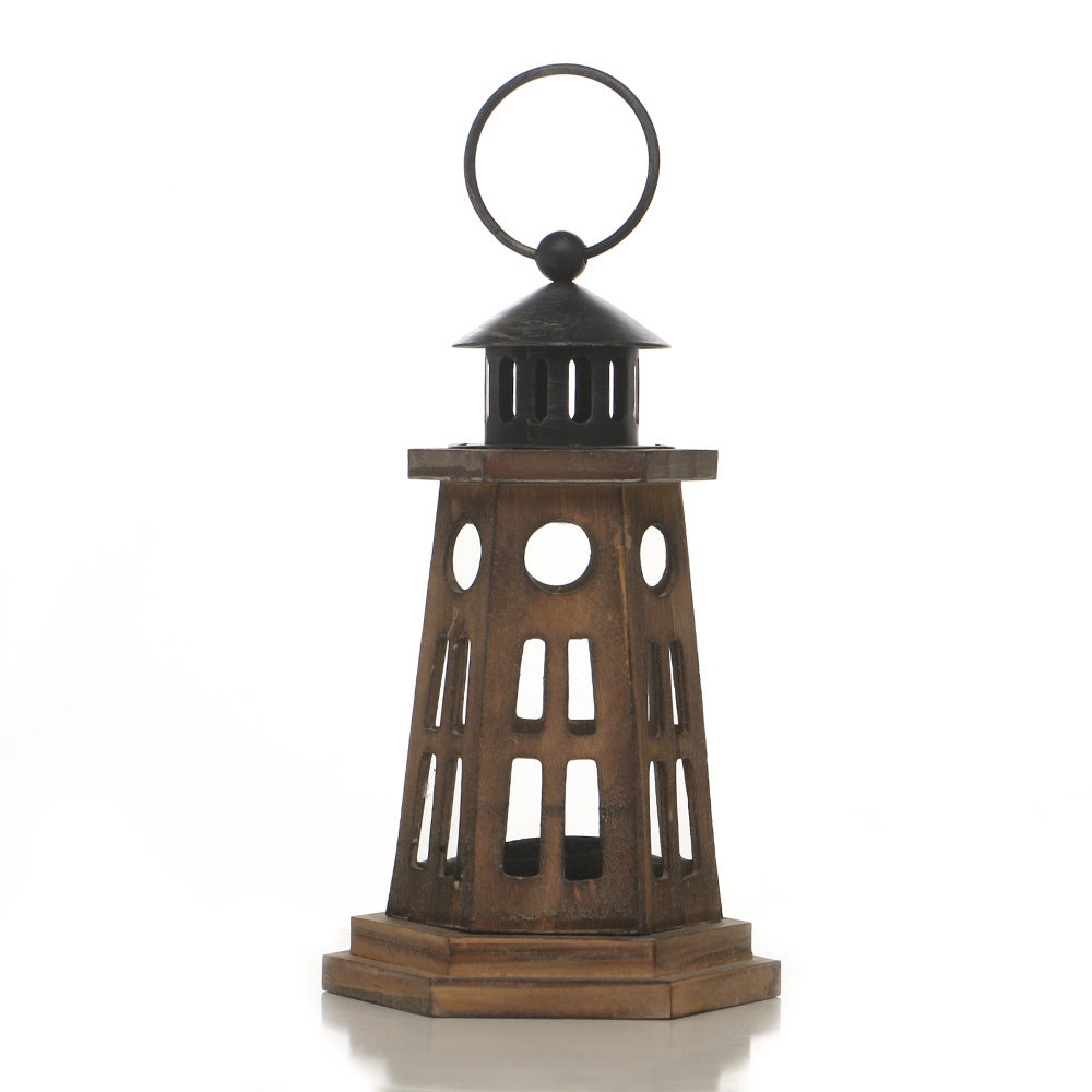 Rustic Wooden Candle Lantern with Glass Panels | Metal Roof, Hinged Door and Hanging Ring | 14 Designs