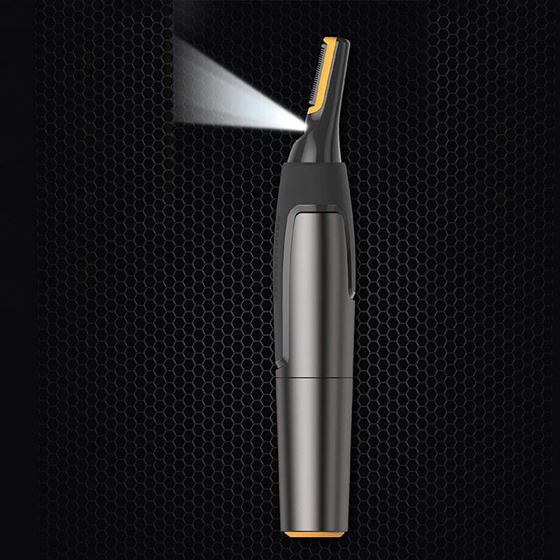 Nose Hair Trimmer with LED Light | Titanium Coated Stainless Steel Blades for Ears and Eyebrows | AA Battery Powered