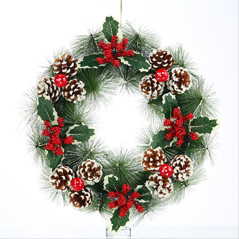 Artificial Christmas Wreath with Pine Cones and Red Berries