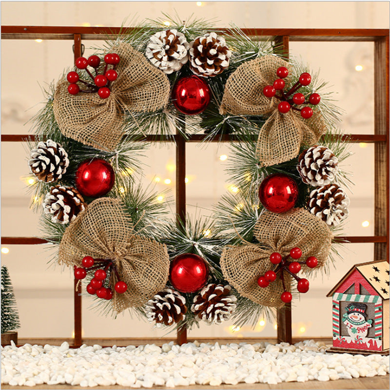 Artificial Christmas Wreath with Pine Cones and Red Berries