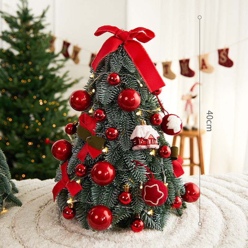 Mini Christmas Tree with Lights and Ornament Set for Tabletop