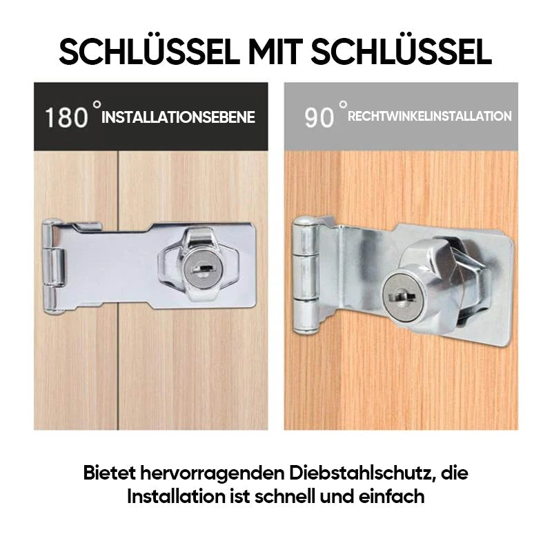 Door Lock Latch with Key for Cabinets, Lockers and Tool Boxes | Zinc Alloy, Quarter Turn | Sticks On or Screws Down