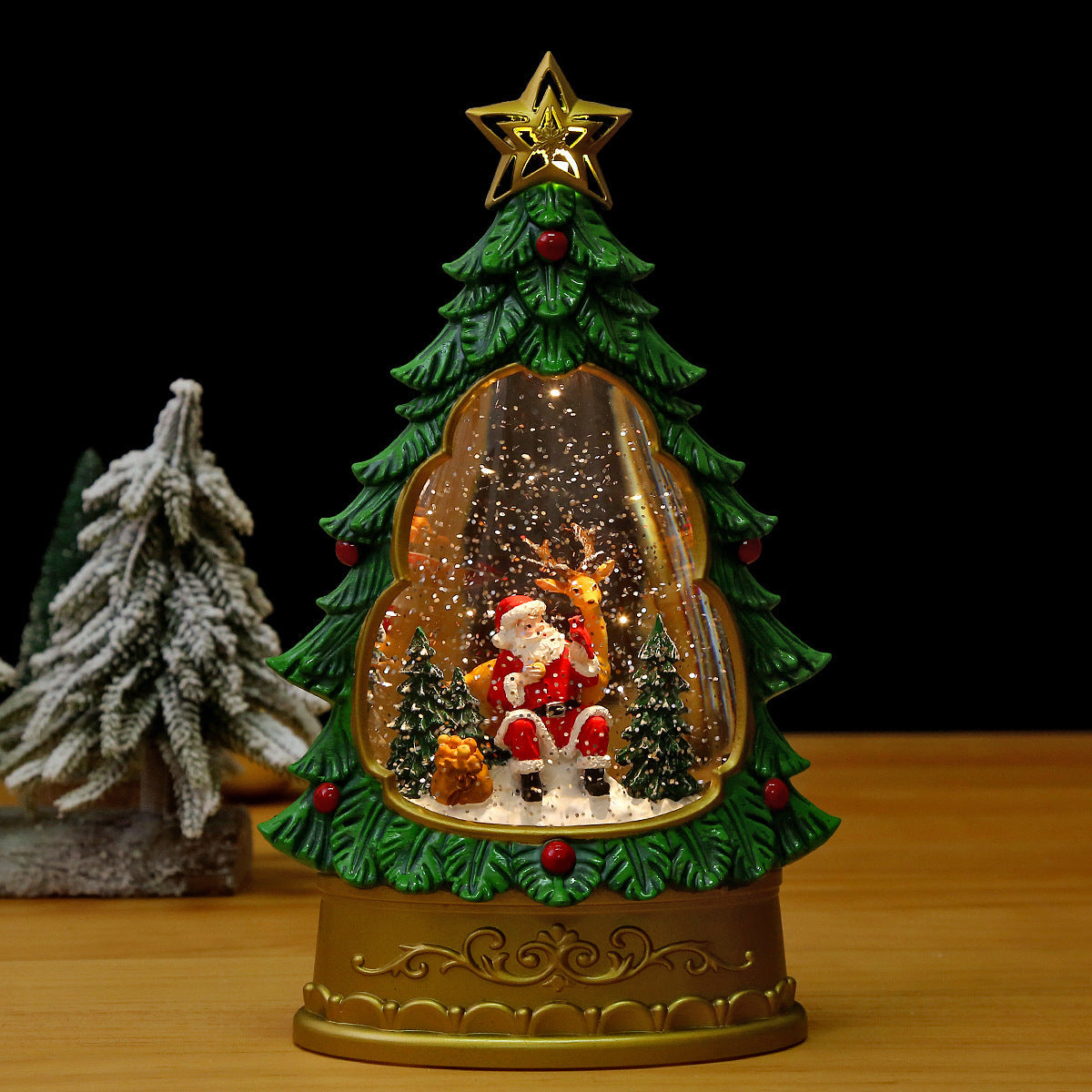 Christmas Lanterns with Snow Effect and Warm Light Glow