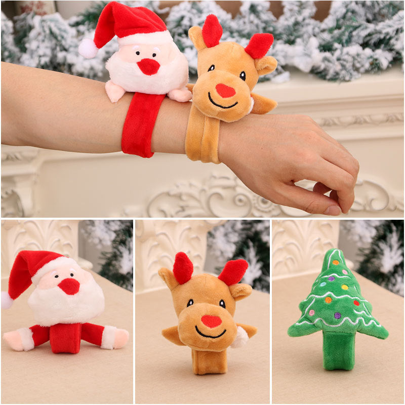 Plush Christmas Slap Bracelets with Santa Reindeer and Tree