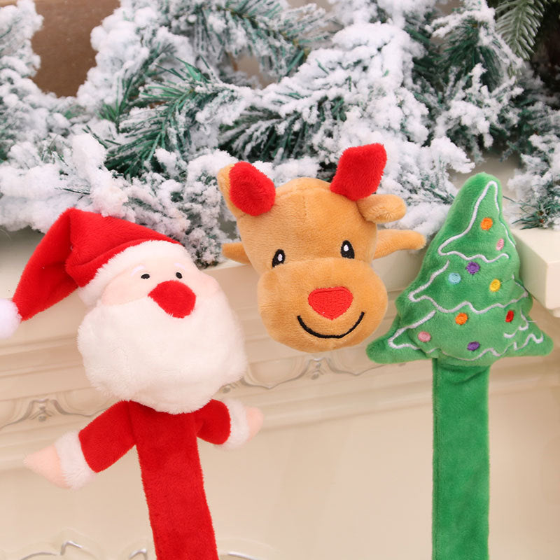 Plush Christmas Slap Bracelets with Santa Reindeer and Tree