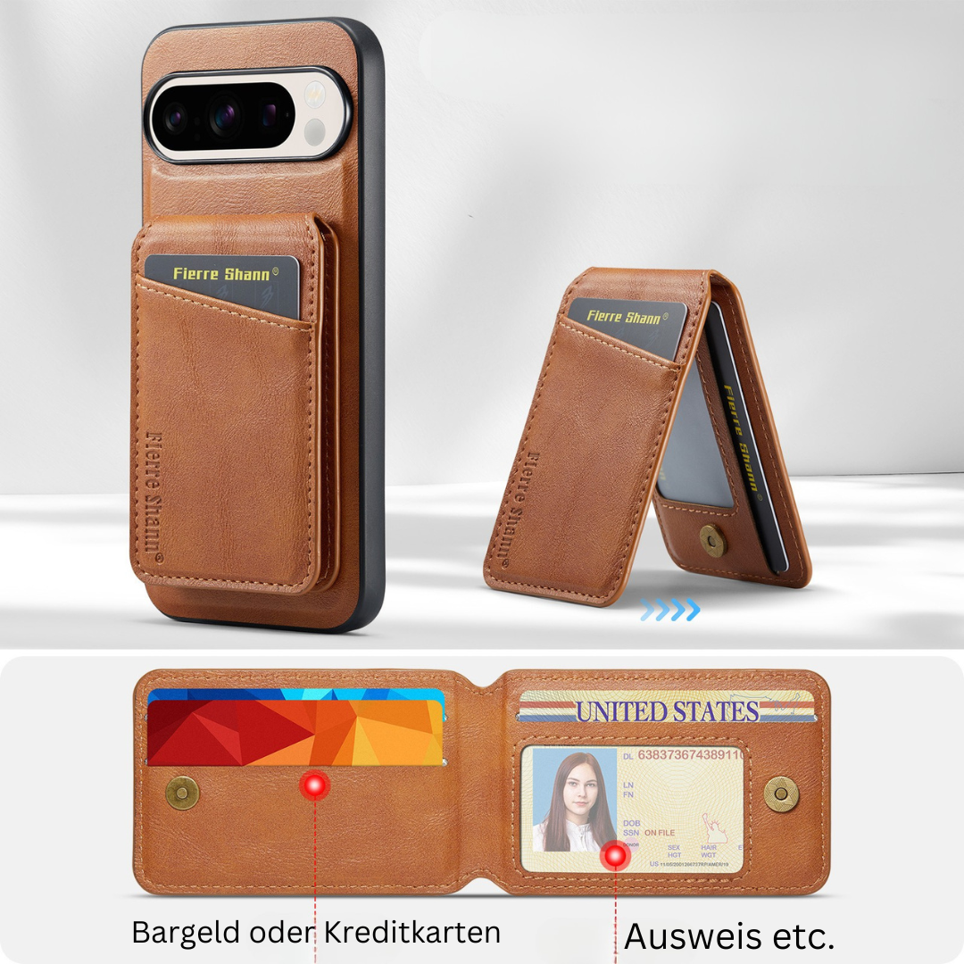 Wallet Phone Case for Google Pixel 9 8 and 7 | Magnetic Card Holder with Fold Out Stand | Slim Non Slip Back