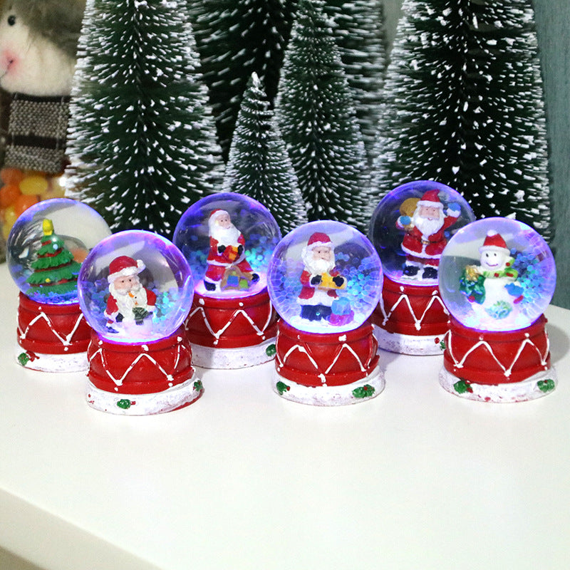Light Up Christmas Snow Globe Ornament Set with Santa