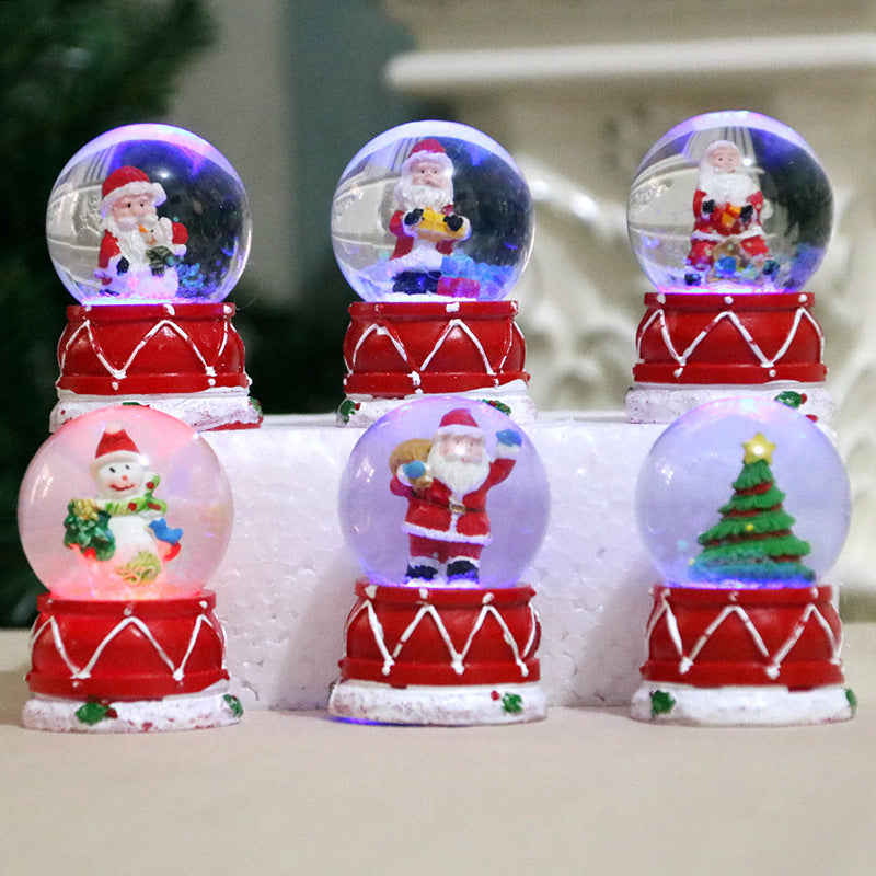 Light Up Christmas Snow Globe Ornament Set with Santa