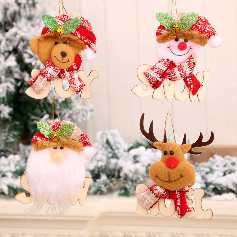 Christmas Tree Ornaments with Plush Bear and Reindeer Hangers
